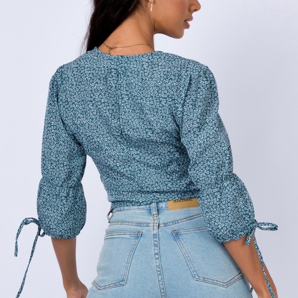 Princess Polly Mersea Top Teal 2 - Picture 3 of 6